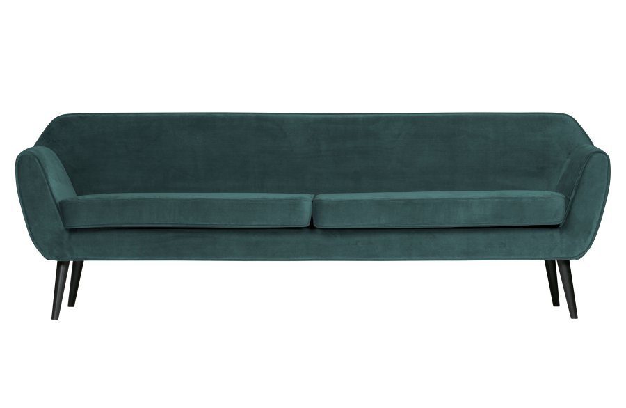 WOOOD Rocco XL sofa - blgrn polyester og sort birketr