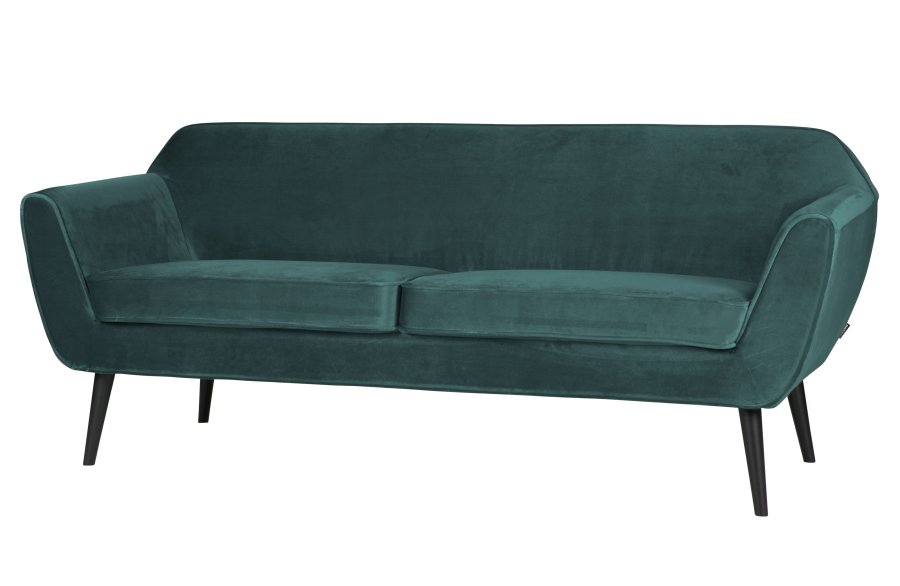 WOOOD Rocco sofa - blgrn polyester og sort birketr