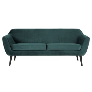 WOOOD Rocco sofa - blgrn polyester og sort birketr