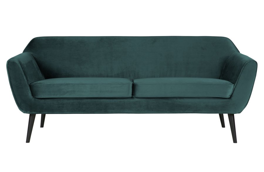 WOOOD Rocco sofa - blgrn polyester og sort birketr