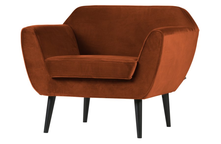 WOOOD Rocco lnestol - rust polyester og sort birketr