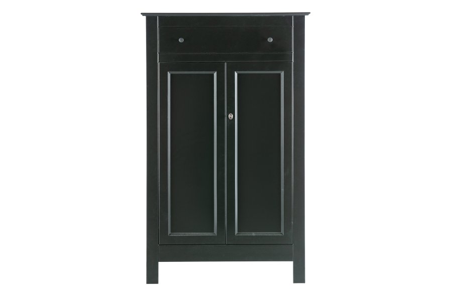 WOOOD Eva skab, m. 2 lger, 1 skuffe og 2 hylder - sort fyrretr