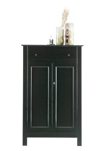 WOOOD Eva skab, m. 2 lger, 1 skuffe og 2 hylder - sort fyrretr