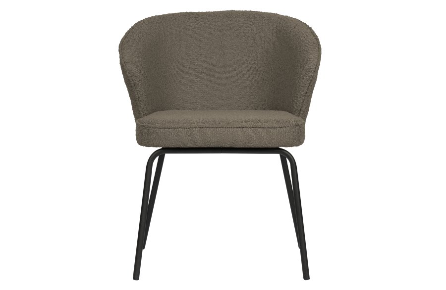 BEPUREHOME Admit spisebordsstol - nougatfarvet bouclé polyester og sort metal