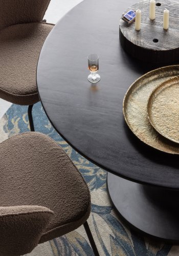 BEPUREHOME Admit spisebordsstol - nougatfarvet bouclé polyester og sort metal