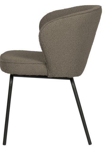BEPUREHOME Admit spisebordsstol - nougatfarvet bouclé polyester og sort metal