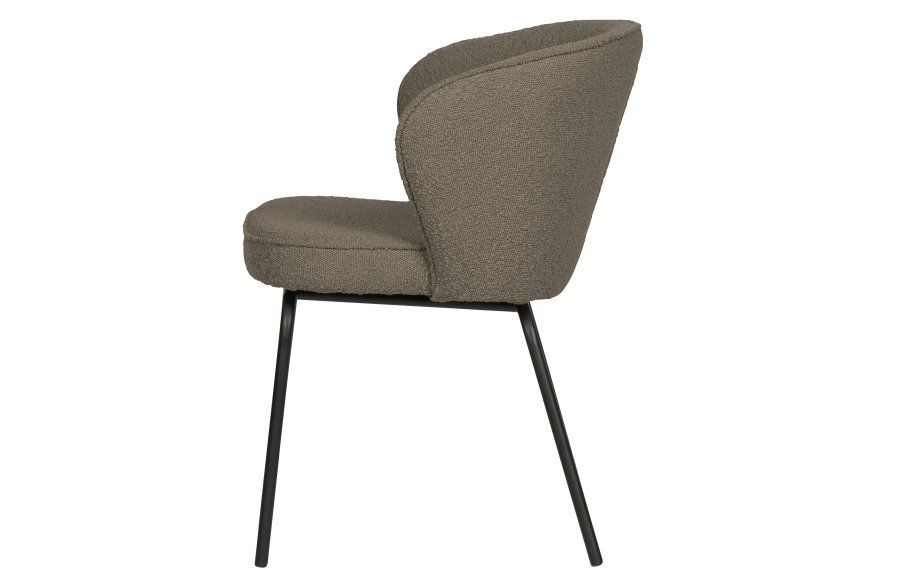 BEPUREHOME Admit spisebordsstol - nougatfarvet bouclé polyester og sort metal