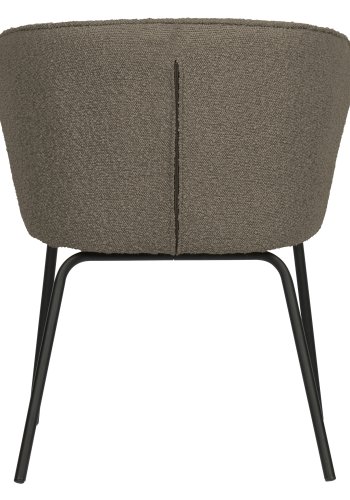 BEPUREHOME Admit spisebordsstol - nougatfarvet bouclé polyester og sort metal