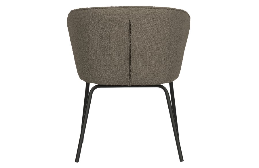 BEPUREHOME Admit spisebordsstol - nougatfarvet bouclé polyester og sort metal