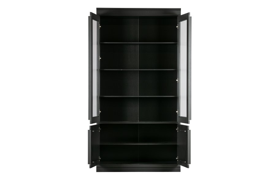 BEPUREHOME Organize vitrineskab, m. 4 lger og 5 hylder - glas og sort fyrretr