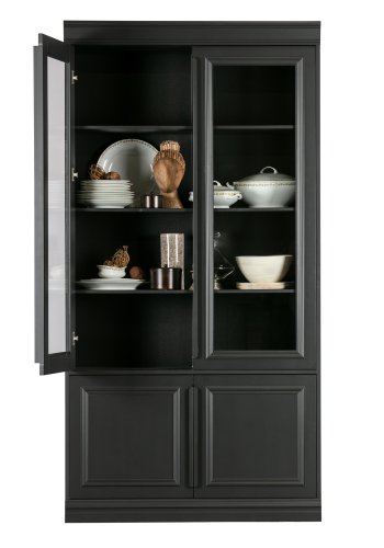 BEPUREHOME Organize vitrineskab, m. 4 lger og 5 hylder - glas og sort fyrretr