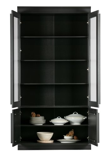 BEPUREHOME Organize vitrineskab, m. 4 lger og 5 hylder - glas og sort fyrretr