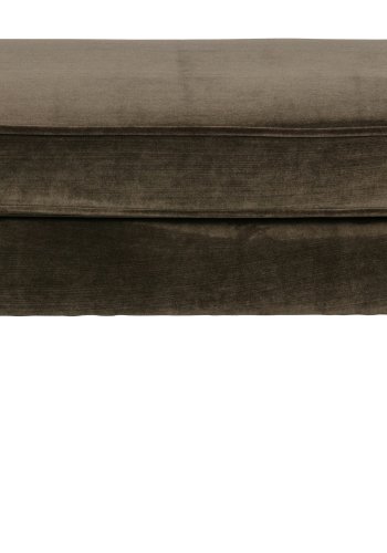 WOOOD Rocco skammel - varm grn polyester og sort birketr (77x51)