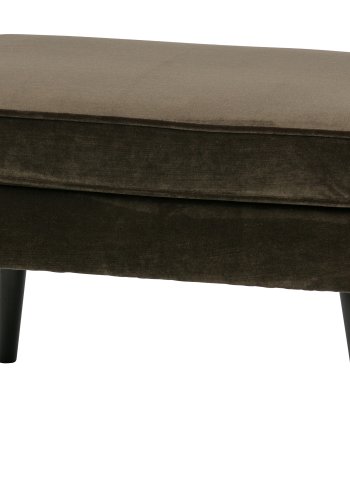 WOOOD Rocco skammel - varm grn polyester og sort birketr (77x51)