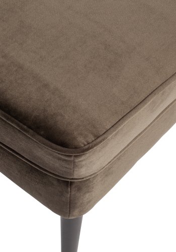 WOOOD Rocco skammel - varm grn polyester og sort birketr (77x51)