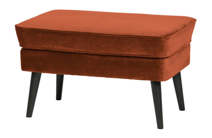 WOOOD Rocco skammel - rust polyester og sort birketr (77x51)