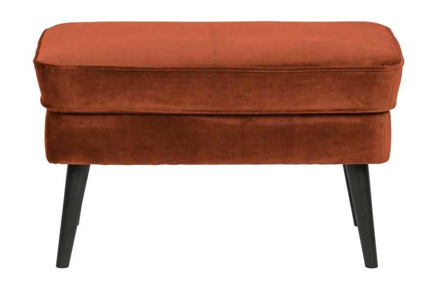 WOOOD Rocco skammel - rust polyester og sort birketr (77x51)