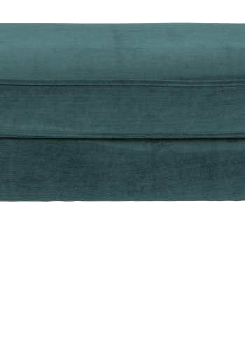 WOOOD Rocco skammel - blgrn polyester og sort birketr (77x51)