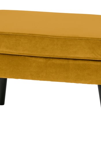 WOOOD Rocco skammel - okker polyester og sort birketr (77x51)