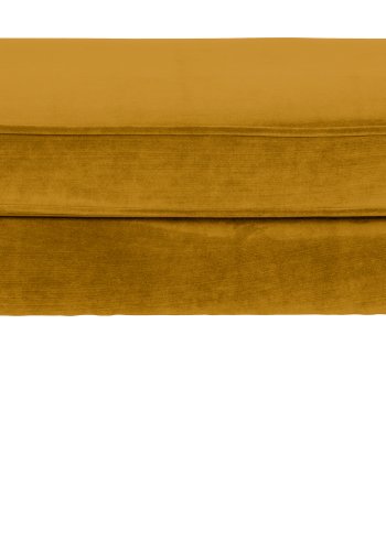 WOOOD Rocco skammel - okker polyester og sort birketr (77x51)