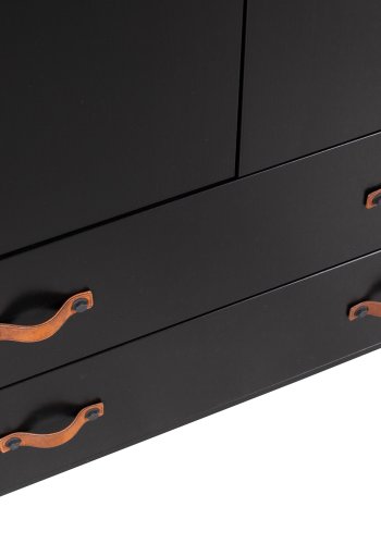 WOOOD Dian garderobeskab, m. 2 lger, 2 skuffer, 3 hylder, 1 bjlestang - sort fyrretr