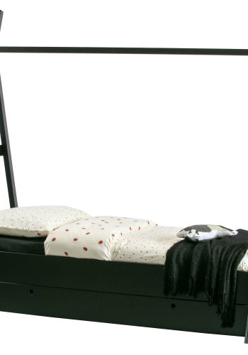 WOOOD Joep sengeskuffe, m. hjul - sort fyrretr (197x82)