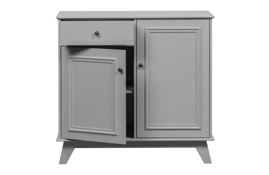 WOOOD Lily skab, m. 2 lger, 1 skuffe og to hylder - varm gr fyrretr