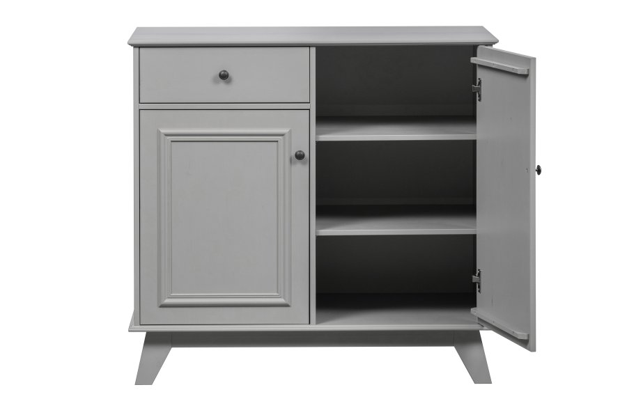 WOOOD Lily skab, m. 2 lger, 1 skuffe og to hylder - varm gr fyrretr