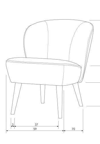 WOOOD Sara lnestol - hindbr rd polyester fljl og tr