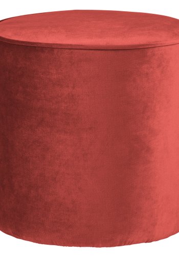 WOOOD Sara hj puf, rund - hindbr rd polyester fljl (46)