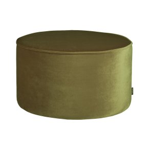 WOOOD Sara lav puf, rund - army grn polyester fljl (60)