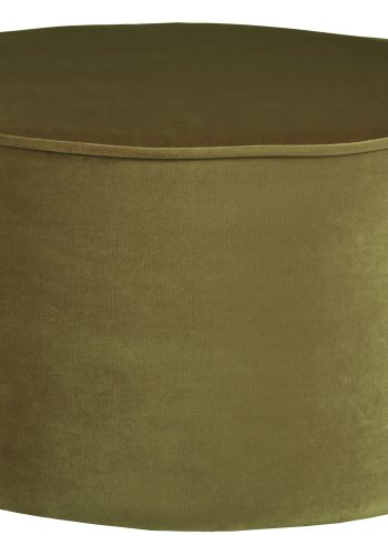 WOOOD Sara lav puf, rund - army grn polyester fljl (60)