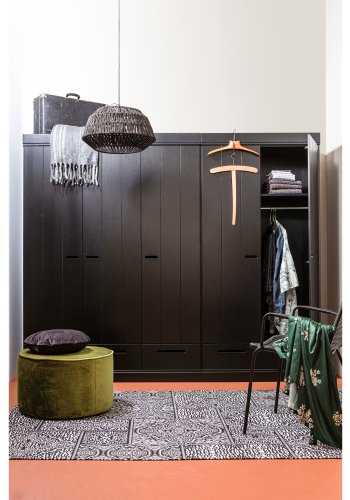 WOOOD Sara lav puf, rund - army grn polyester fljl (60)