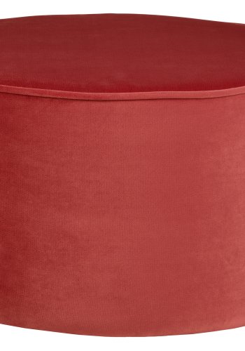 WOOOD Sara lav puf, rund - hindbr rd polyester fljl (60)