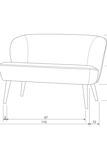 WOOOD Sara lille sofa - army grn polyester fljl og tr