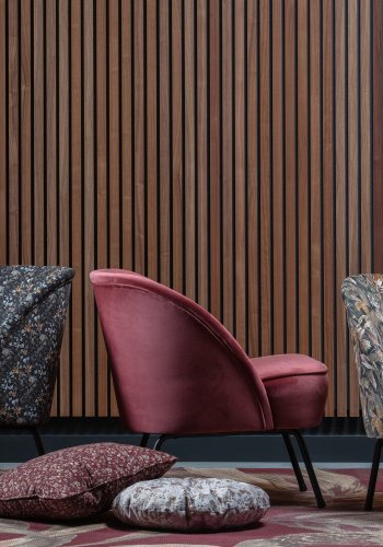 BEPUREHOME Vogue lnestol - sort fljl polyester m. blomsterprint og sort metal