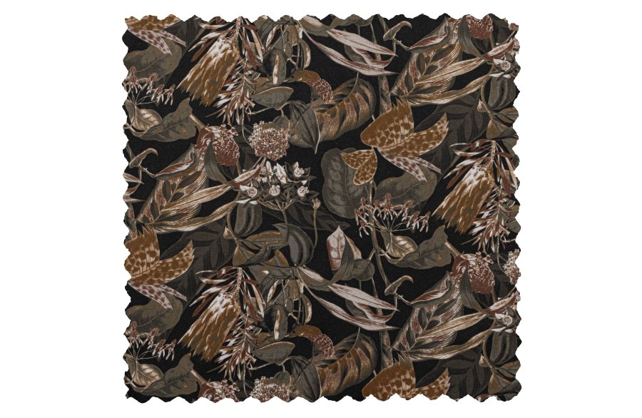 BEPUREHOME Vogue lnestol - sort fljl polyester m. blomsterprint og sort metal