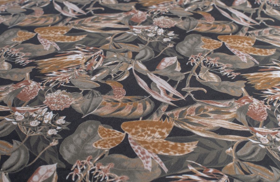 BEPUREHOME Vogue spisebordsstol - sort fljl polyester m. blomsterprint og sort metal