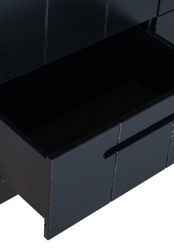 WOOOD Connect garderobeskab, m. 3 lger, 4 hylder, 1 bjlestang og 3 skuffer - sort fyrretr