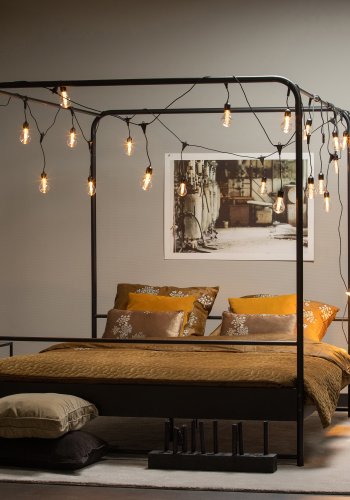 VTWONEN Bunk brne himmelseng, m. metal lamelbund, u. madras - sort stl (160x200)