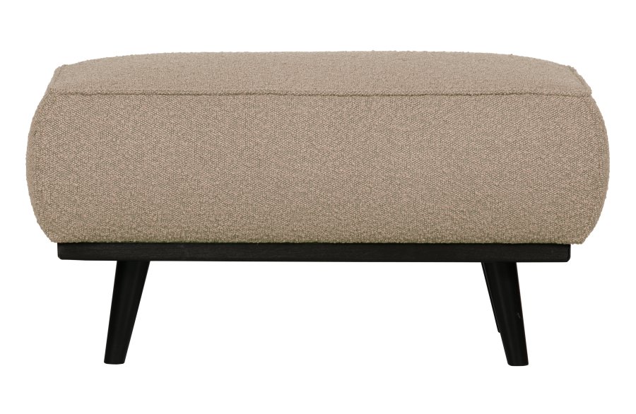 BEPUREHOME Statement puf, rektangulr - beige bouclé vvet stof (80x55)