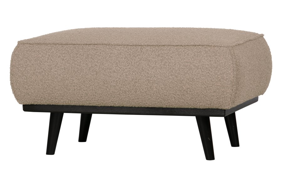 BEPUREHOME Statement puf, rektangulr - beige bouclé vvet stof (80x55)