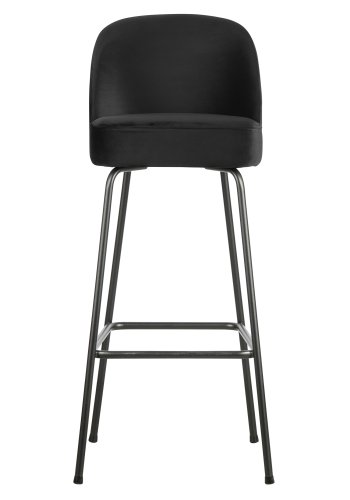 BEPUREHOME Vogue barstol, m. rygln og fodsttte - sort fljl polyester og sort metal