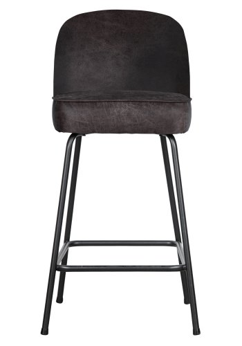 BEPUREHOME Vogue barstol, m. rygln og fodsttte - sort stof og sort metal
