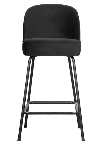 BEPUREHOME Vogue barstol, m. rygln og fodsttte - sort fljl polyester og sort metal
