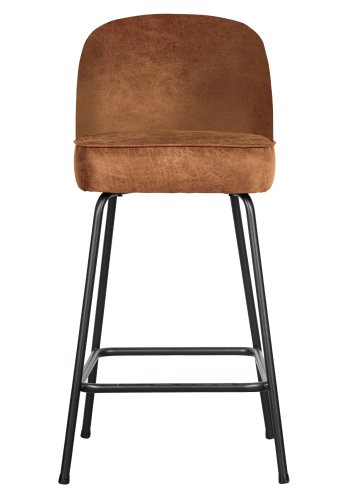 BEPUREHOME Vogue barstol, m. rygln og fodsttte - cognac stof og sort metal