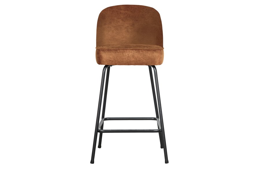 BEPUREHOME Vogue barstol, m. rygln og fodsttte - cognac stof og sort metal