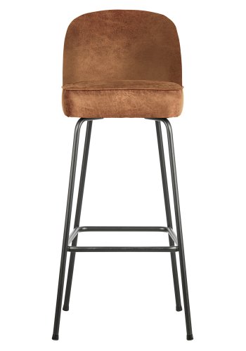 BEPUREHOME Vogue barstol, m. rygln og fodsttte - cognac stof og sort metal