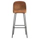 BEPUREHOME Vogue barstol, m. rygln og fodsttte - cognac stof og sort metal