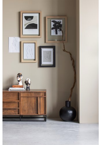 WOOOD EXCLUSIVE Forrest TV-bord, m. 2 lger, 2 skuffer og 2 hylder - natur mangotr og sort metal